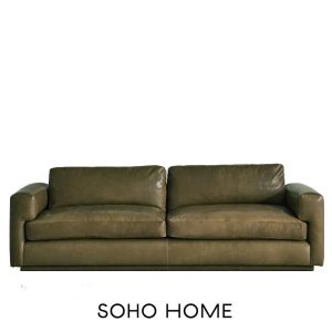 Mossley green leather sofa by Soho Home