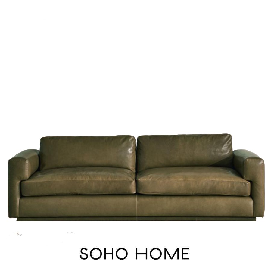 Mossley green leather sofa by Soho Home