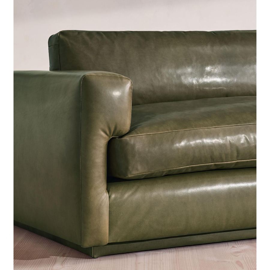 Mossley green leather sofa by Soho Home