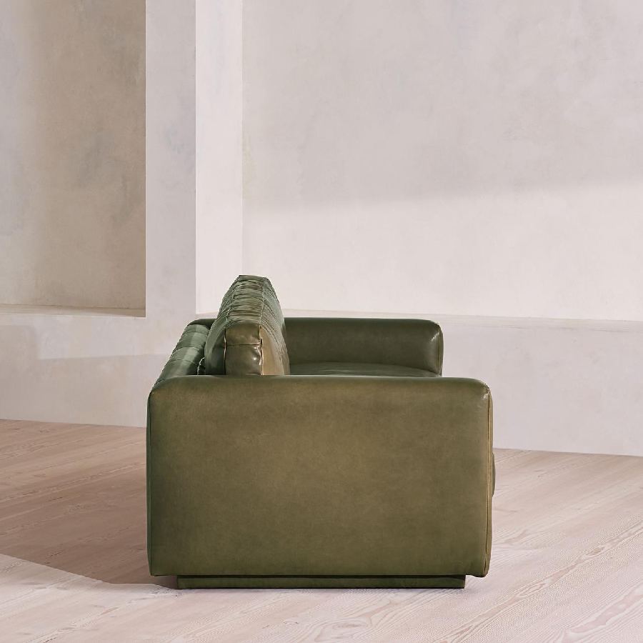 Mossley green leather sofa by Soho Home