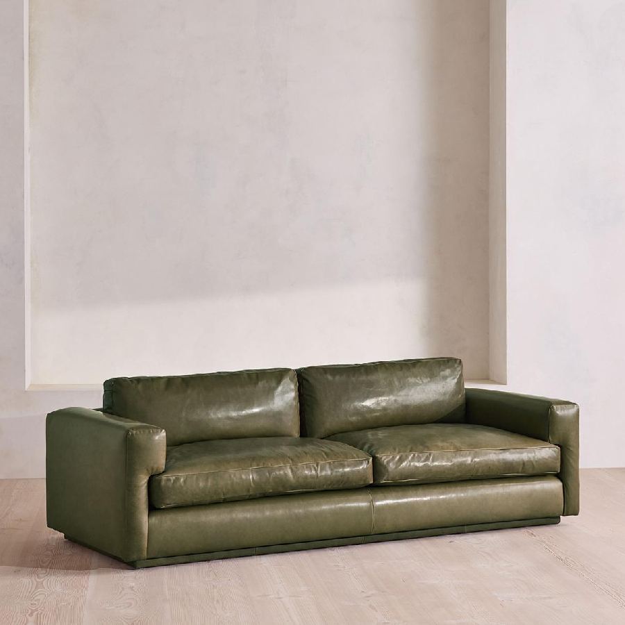 Mossley green leather sofa by Soho Home
