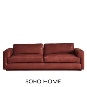 Mossley red leather sofa by Soho Home