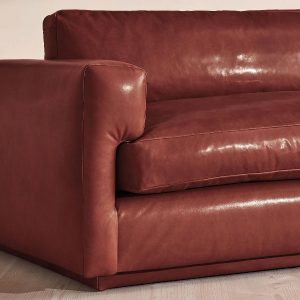Mossley red leather sofa by Soho Home