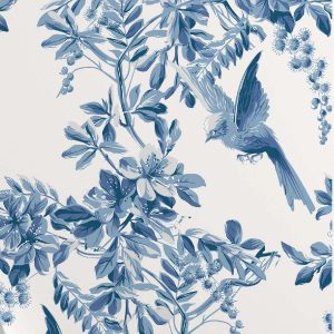 Papel pintado flores azules