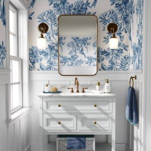 Papel pintado flores azules