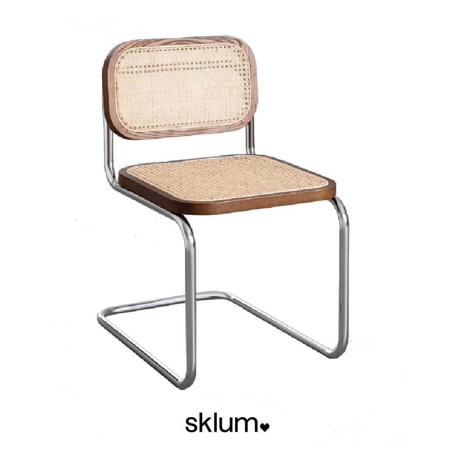 Silla de comedor de madera y ratán Tento de Sklum