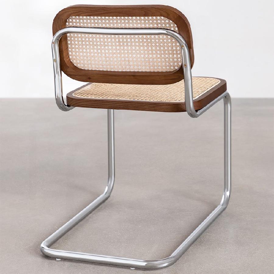 Silla de comedor de madera y ratán Tento de Sklum