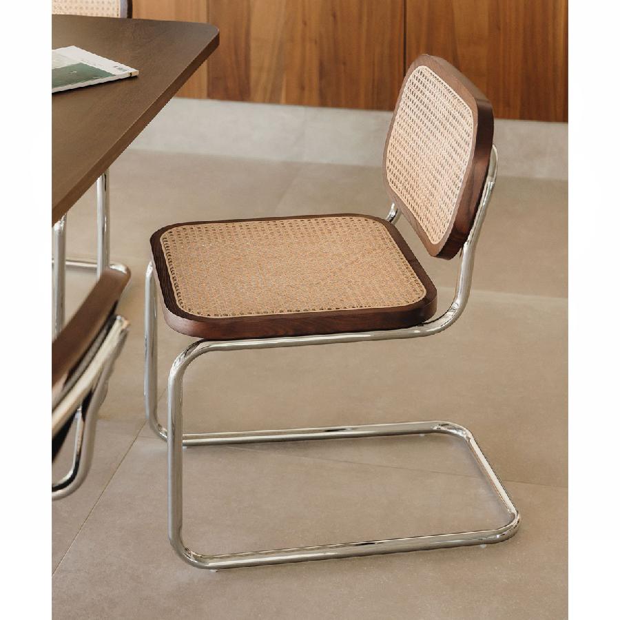 Silla de comedor de madera y ratán Tento de Sklum