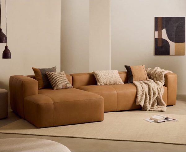 Sofá de piel Leather Blok de Kave Home