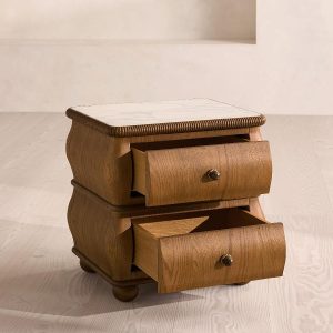 Esmeray bedside table in wood and marble