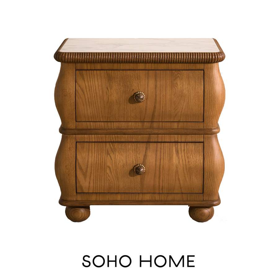 Esmeray bedside table in wood and marble