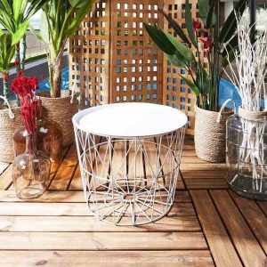 Mesa auxiliar con bandeja blanca de Leroy Merlin