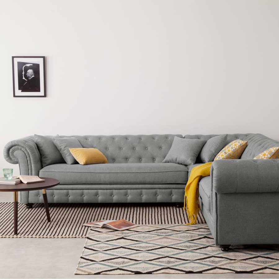 Sofa Chesterfield esquinero gris