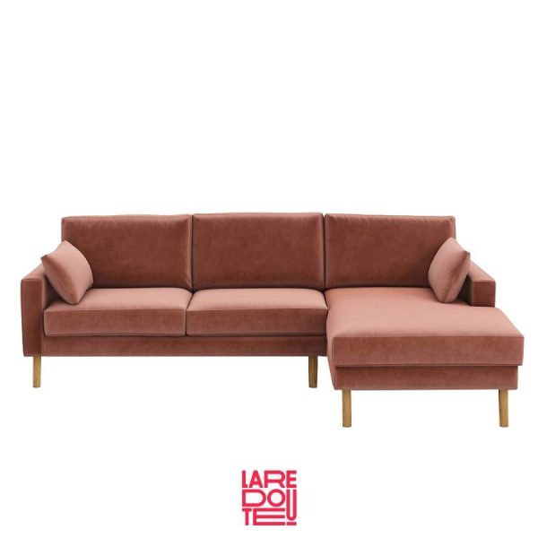 Sofá rosa con chaiselongue Stockholm de La Redoute