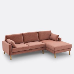 Sofá rosa con chaiselongue Stockholm de La Redoute