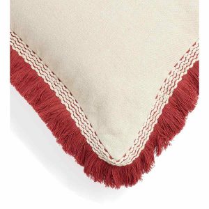 Cushion cover with red fringing by OKA