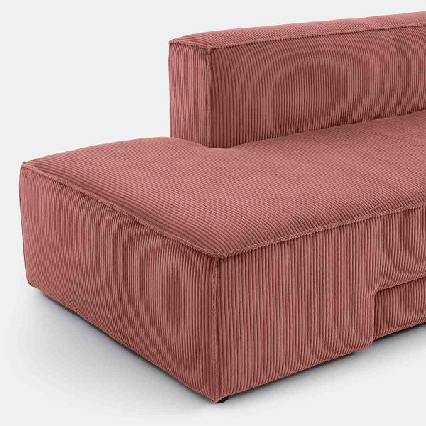 Sofá rosa de pana con chaiselongue Ginosa de La Redoute
