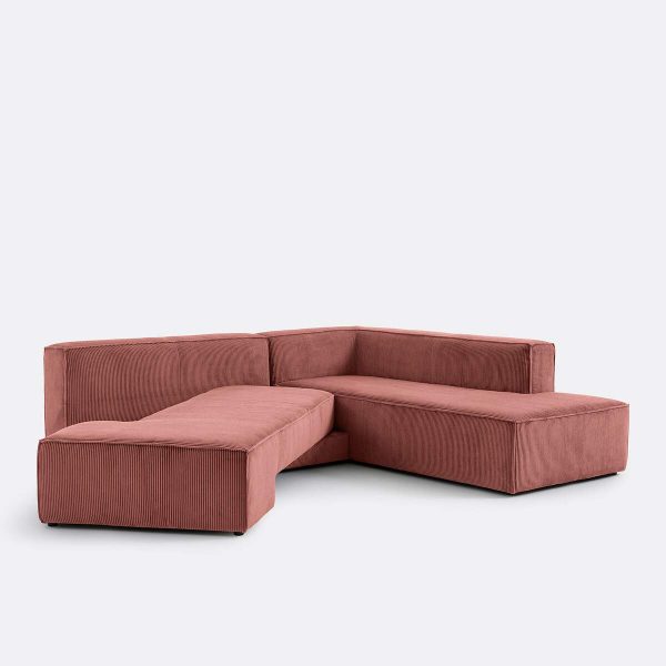 Sofá rosa de pana con chaiselongue Ginosa de La Redoute
