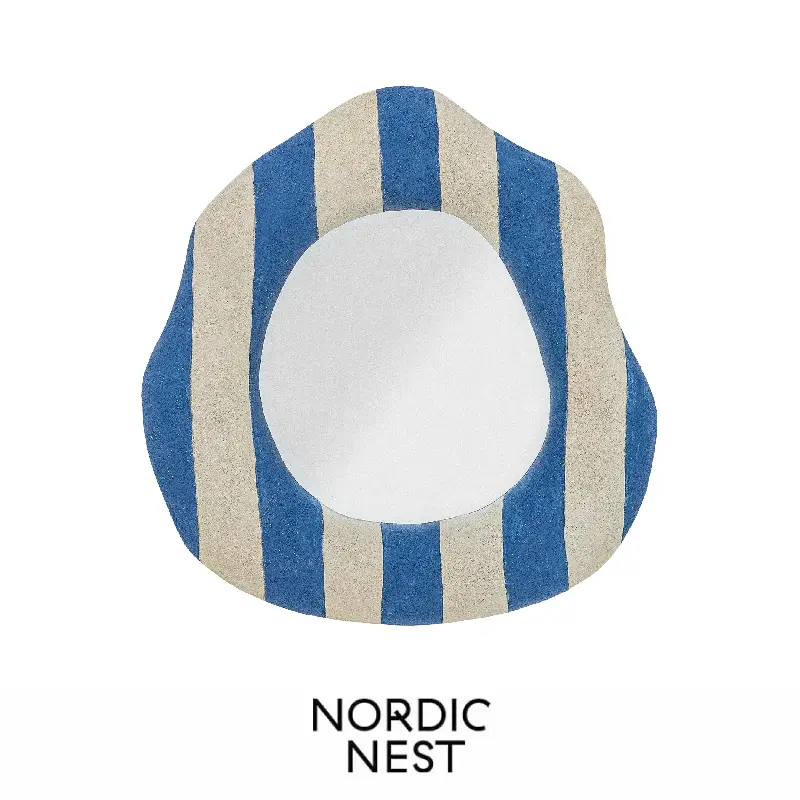 Travis wall mirror in blue stripes by Bloomingville