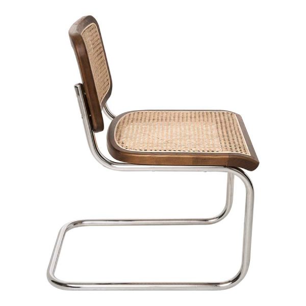 Silla de comedor de madera y ratán estilo cantilever