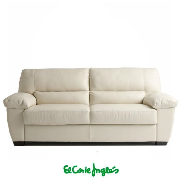 Sofá de piel blanco Vera de El Corte Inglés