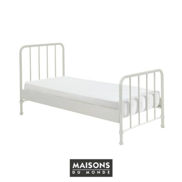 Cama individual de metal blanco Atticora de Drawer