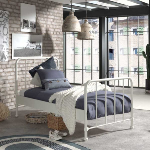 Cama individual de metal blanco Atticora de Drawer