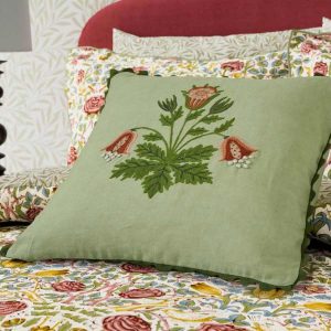 Rose Cushion in green by Morris & Co
