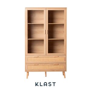 Vitrina Tahiti de madera y ratán de Klast