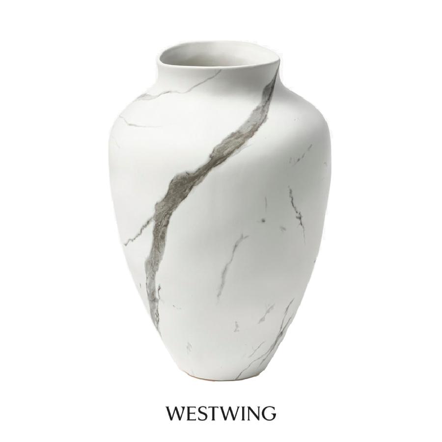 Jarrón Latona de gres blanco mármol de Westwing