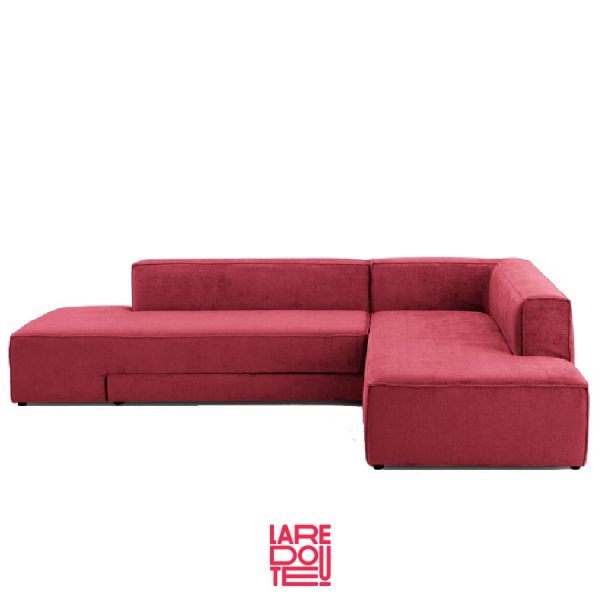 Sofá cama esquinero de terciopelo burdeos de La Redoute