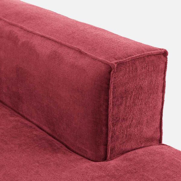 Sofá cama esquinero de terciopelo burdeos de La Redoute