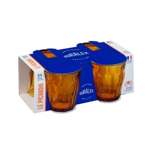 Lote de 4 vasos Le Picardie de Duralex en color ámbar