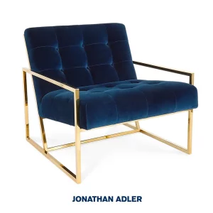 Goldfinger blue armchair by Jonathan Adler
