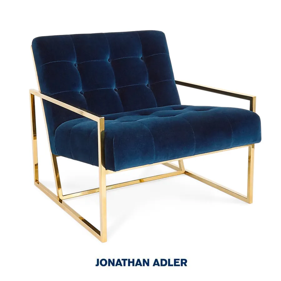 Goldfinger blue armchair by Jonathan Adler