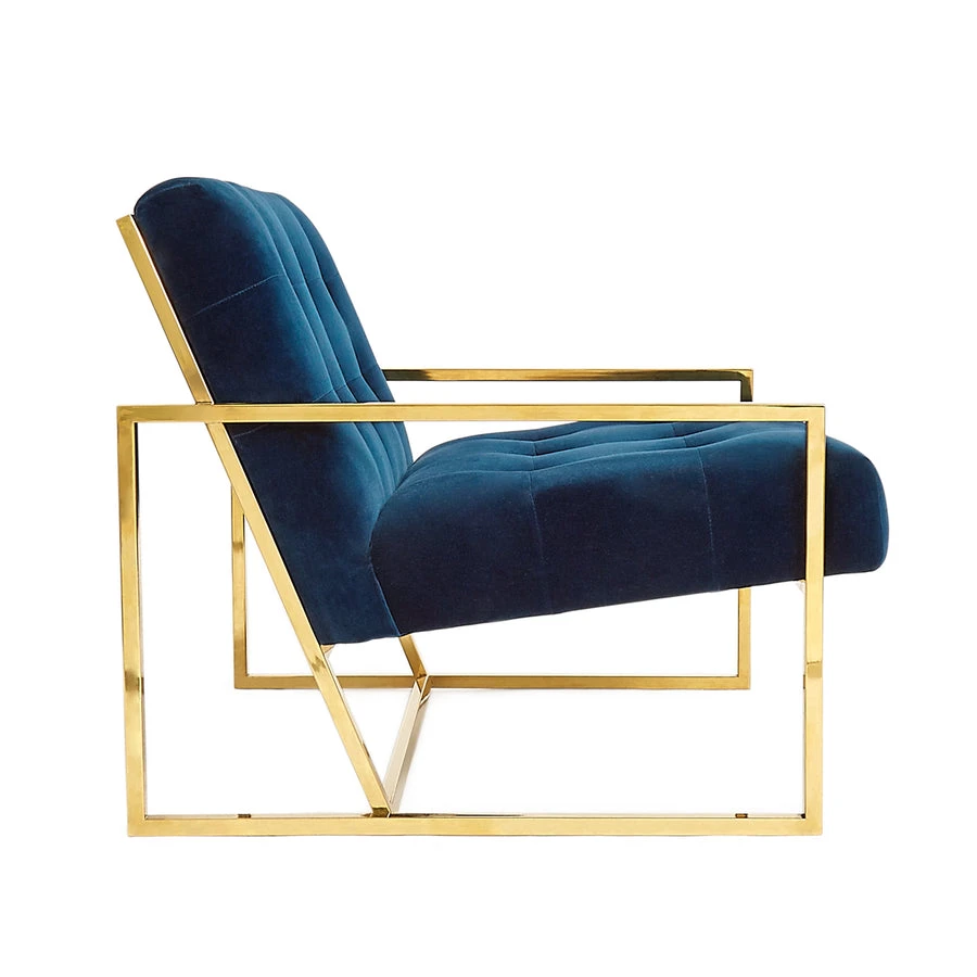 Goldfinger blue armchair by Jonathan Adler