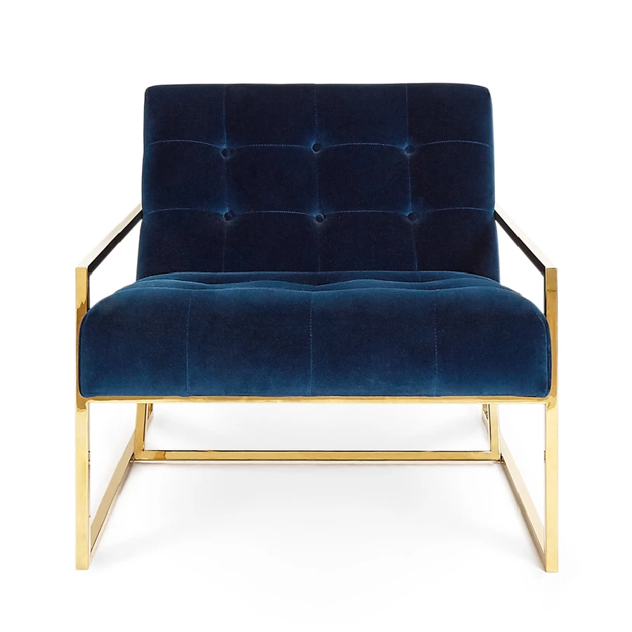 Goldfinger blue armchair by Jonathan Adler