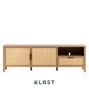 Mueble de televisión Bent de madera y ratán de Klast