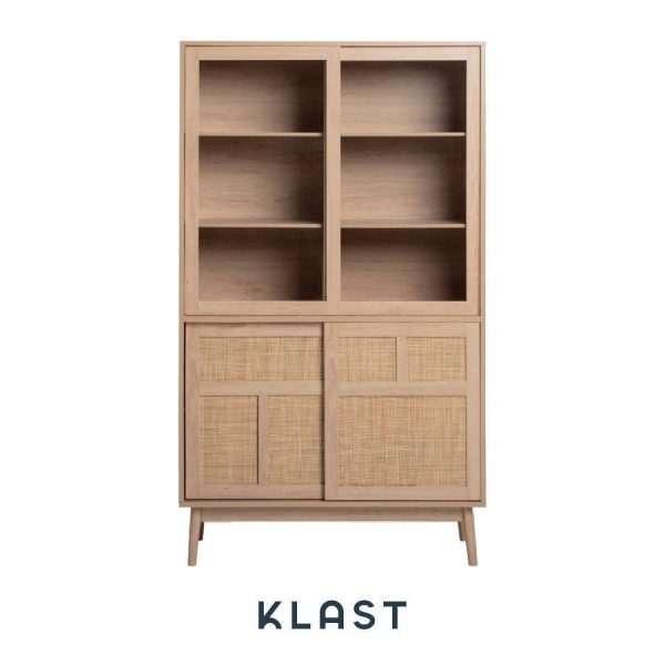 Vitrina Ikigai de madera y ratán de Klast