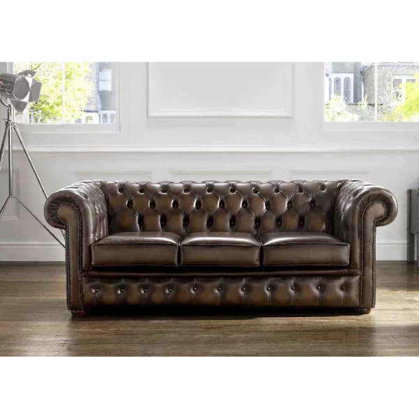 Chesterfield Classic Antique Brown 3 Seater Sofa