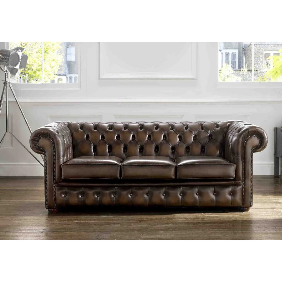 Chesterfield Classic leather 3 seater sofa