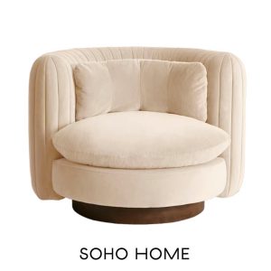 White velvet armchair Vivienne by Soho Home