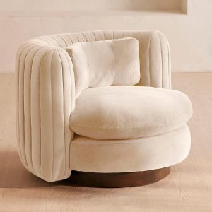 White velvet armchair Vivienne by Soho Home