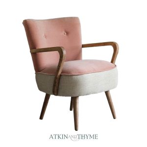 Calvin pink armchair by Atkin and Thyme