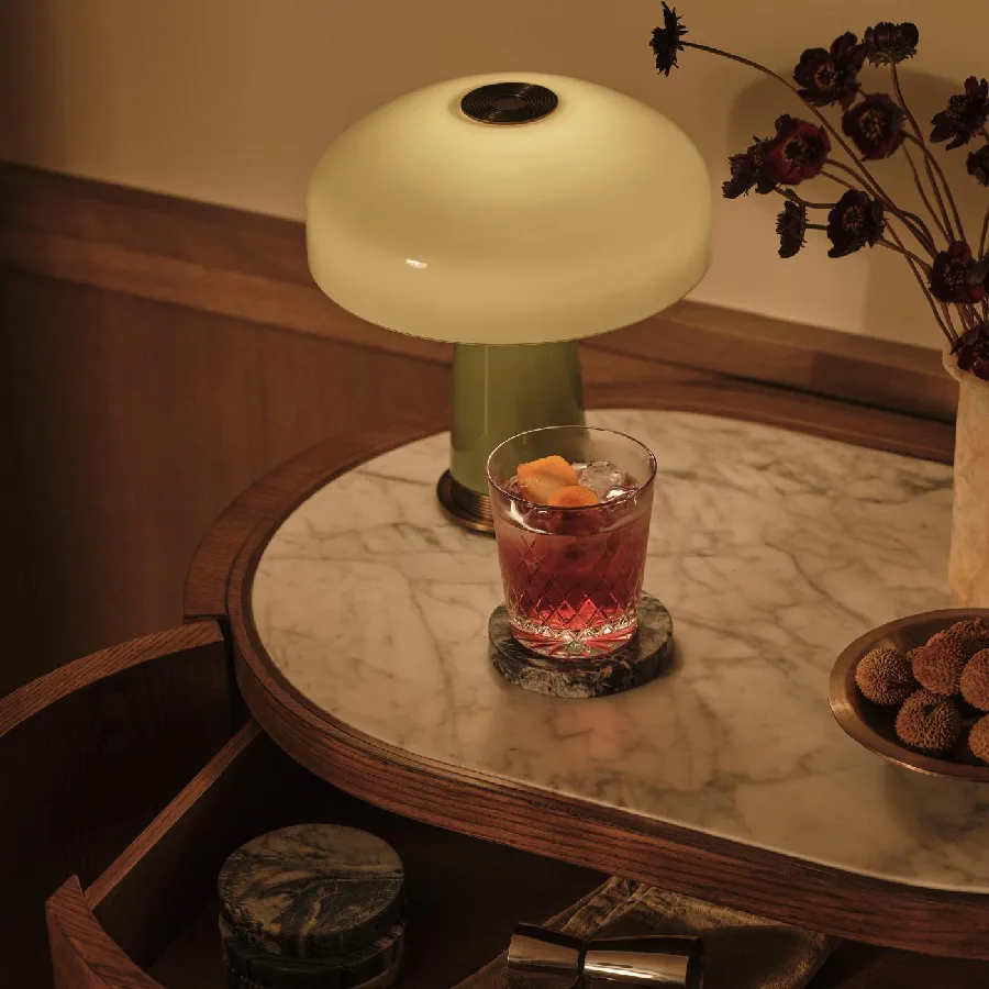 Janie green portable table lamp by Soho Home