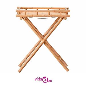 Mesa de jardín de bambú plegable