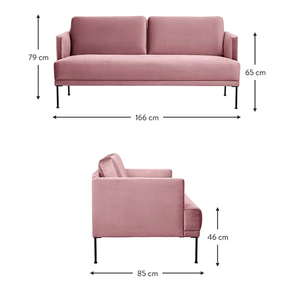 Medidas del sofá rosa Fluente