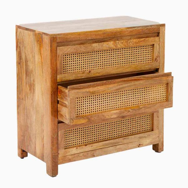 Wood and cane chest of drawers