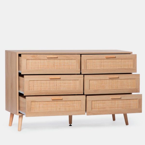 Cómoda de madera y ratán Tahiti de Klast Home