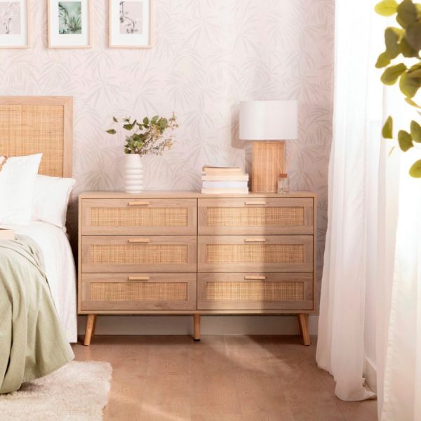 Cómoda de madera y ratán Tahiti de Klast Home
